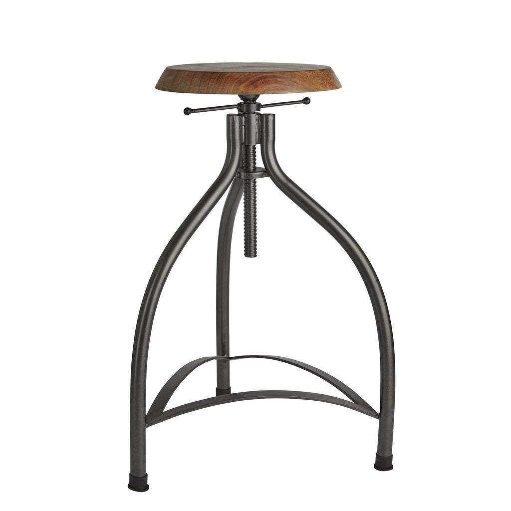 Industville Cooper Solid Wood & Metal Adjustable Bar Stool - 34 Inch-Bar Stools-Yester Home