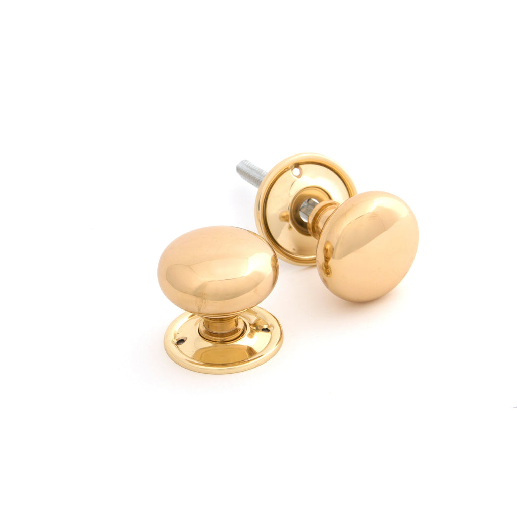 Polished Brass Mushroom Mortice/Rim Knob Set | From The Anvil-Mortice Knobs-Yester Home