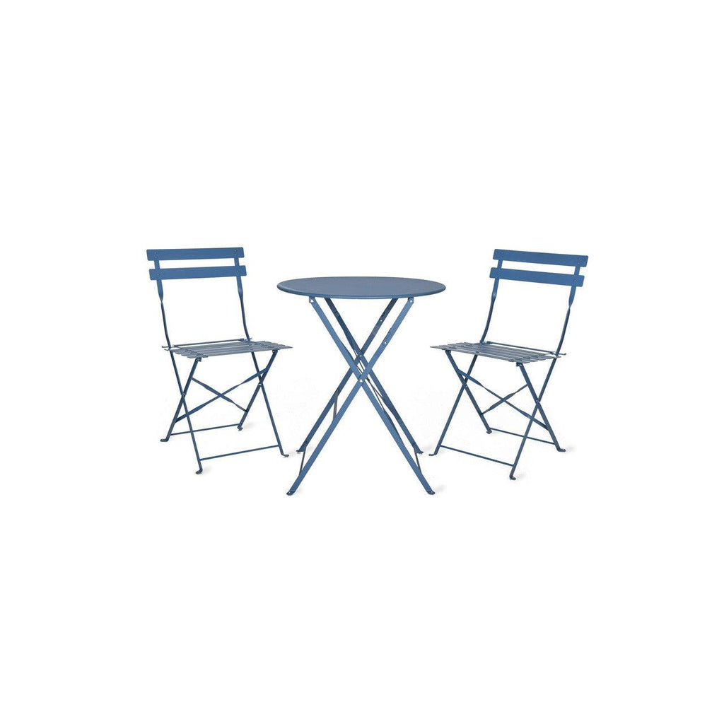 Rive Droite Bistro Set, Small in Cove Blue - Steel-Bistro Furniture & Sets-Yester Home