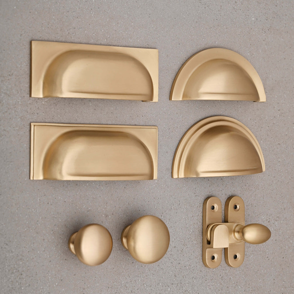 Shropshire Brushed Satin Brass Cupboard Handles-Cabinet Handles-Yester Home