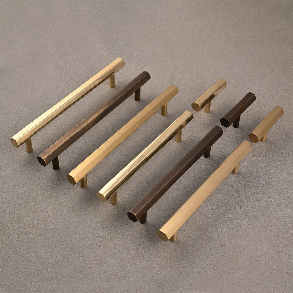 Solid Brass Hexagonal Cabinet Handles-Cabinet Handles-Yester Home