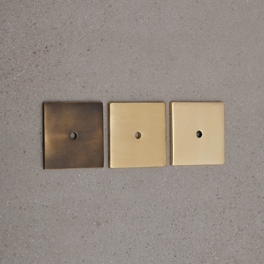 Square Brass Knob Backplate-Cabinet Knobs-Yester Home