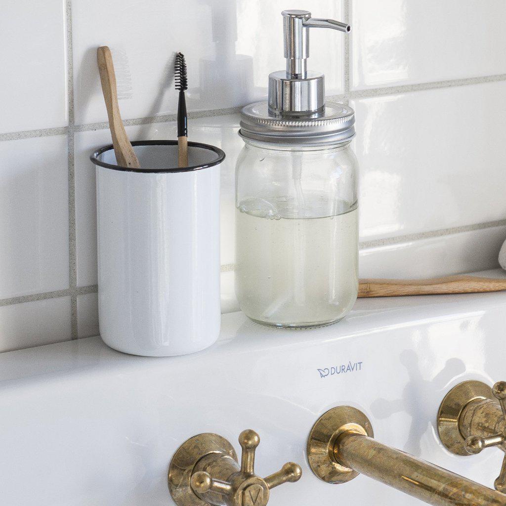 Traditional White Enamel Toothbrush Holder-Toothbrush Holders-Yester Home